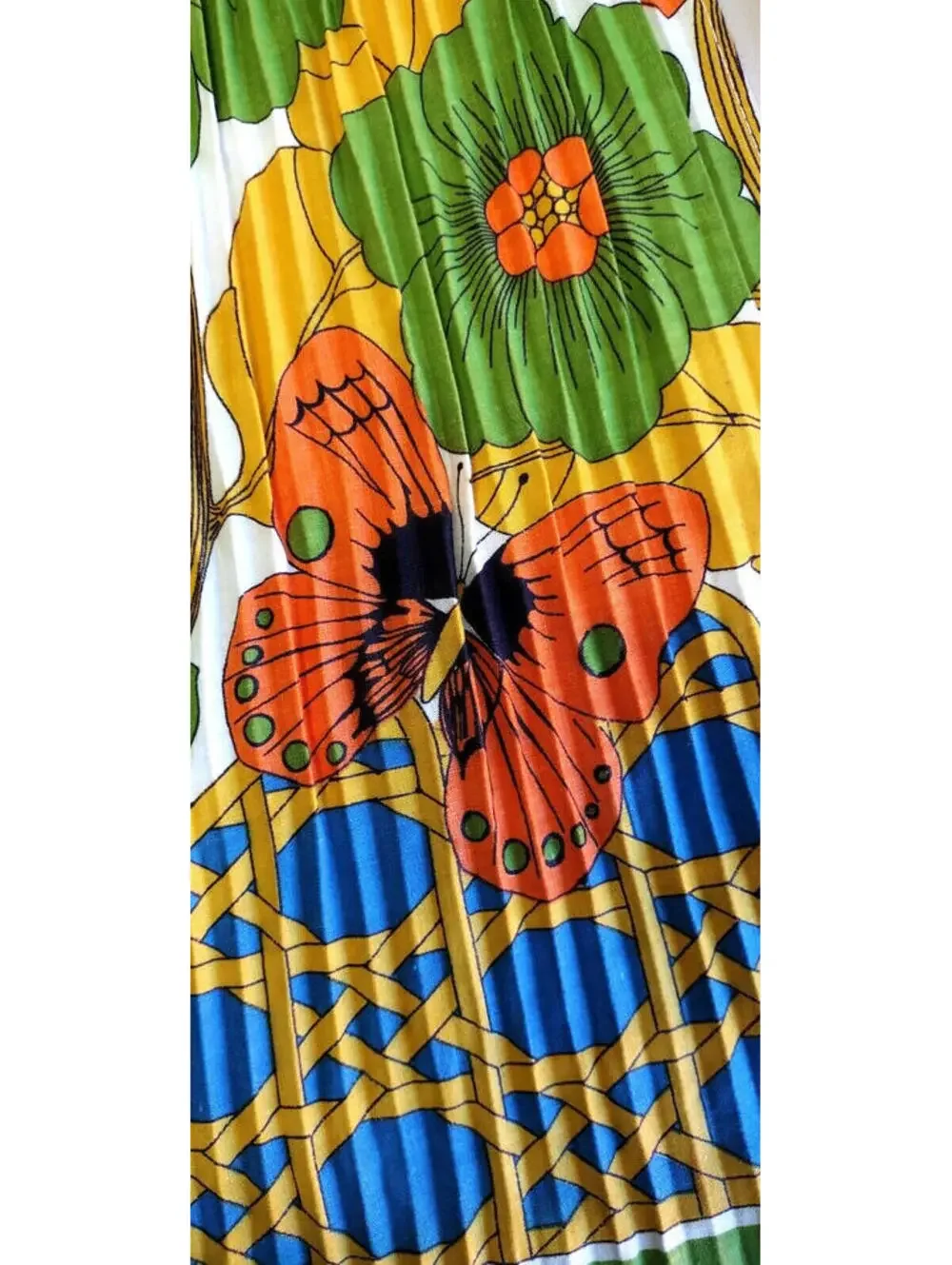 1970s Apron Psychedelic Colors Butterflies Vibrant Colors Lowenstein Deadstock